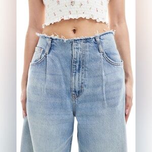 NWT PULL & BEAR WOMEN JEANS WIDE LEG FOT SIZE 8 Women's Light Blue Wide-Leg Jean